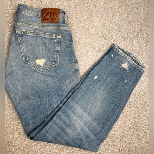 Zara Women Blue Premium Denim Collection, medium-waisted.